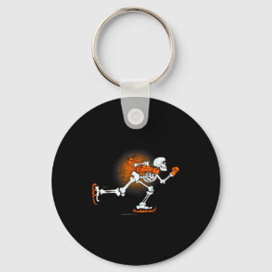 Funny skeleton ice skating halloween skating key ring