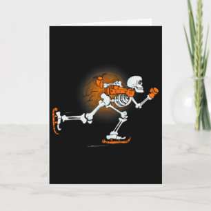 Funny Skeleton Ice Skating Halloween Skating Skele Card