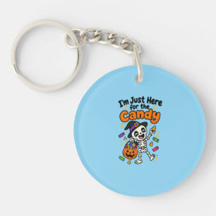 Funny Skeleton I'm Just Here For The Candy Hallowe Key Ring