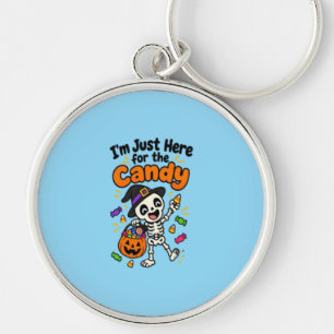 Funny Skeleton I'm Just Here For The Candy Hallowe Key Ring