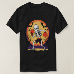 Funny Skeleton in Boxing Gloves-Spooky Halloween  T-Shirt