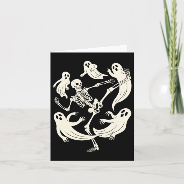 Funny Skeleton Karate Lovers Spooky Halloween Mart Card (Front)