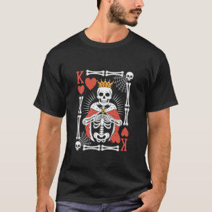 Funny Skeleton King Of Hearts Halloween Playing Ca T-Shirt