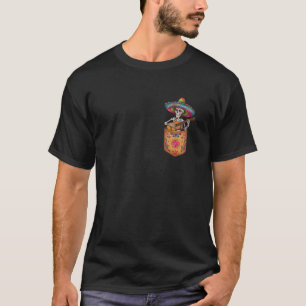 Funny Skeleton Mariachi Guitar Pocket Cinco De May T-Shirt