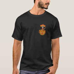 Funny Skeleton Mariachi Guitar Pocket Cinco De May T-Shirt
