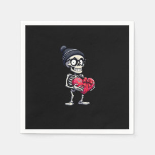 Funny Skeleton Men Women Skeleton Heart Valentines Napkin