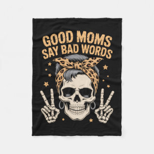 Funny Skeleton Messy Bun Mum Fleece Blanket