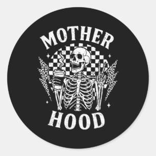 Funny Skeleton Motherhood Funny Mum Life Coffee Classic Round Sticker