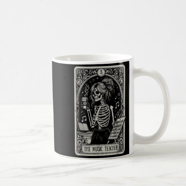 Funny Skeleton Music Teacher Tarot Card Halloween Coffee Mug (Right)