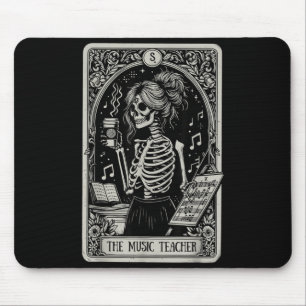Funny Skeleton Music Teacher Tarot Card Halloween Mouse Pad