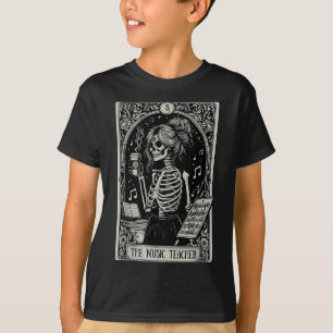 Funny Skeleton Music Teacher Tarot Card Halloween T-Shirt