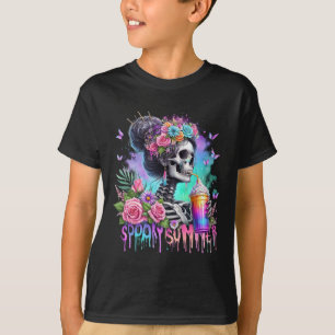 Funny Skeleton Party Spooky Summer Drinks Summerwe T-Shirt