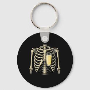 Funny Skeleton Pastis Wine Halloween Key Ring