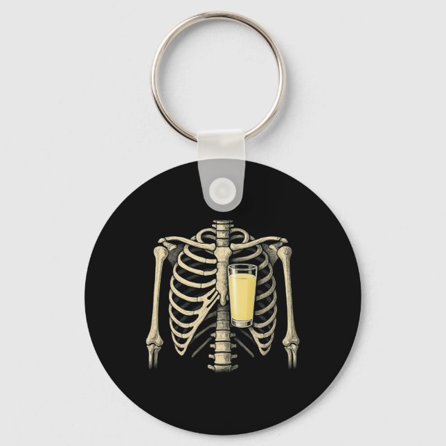 Funny Skeleton Pastis Wine Halloween  Key Ring (Front)