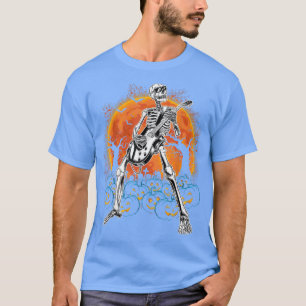 Funny Skeleton Playing Guitar Halloween Pumpkin Me T-Shirt