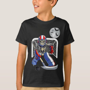 Funny Skeleton Playing Ice Hockey Happy Halloween T-Shirt