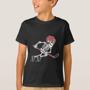 Funny Skeleton Playing Ice Hockey Lovers Spooky Ha T-Shirt
