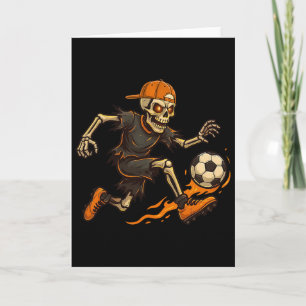 Funny Skeleton Playing Soccer Halloween Shirts Men Card