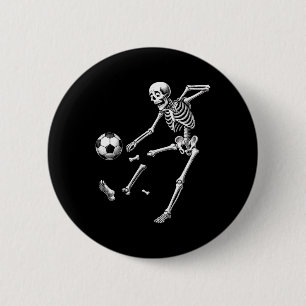 Funny Skeleton Playing Soccer, Halloween Soccer Bo 6 Cm Round Badge