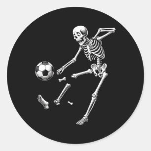 Funny Skeleton Playing Soccer, Halloween Soccer Bo Classic Round Sticker