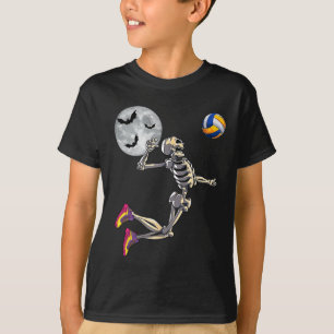Funny Skeleton Playing Volleyll Happy Halloween Da T-Shirt