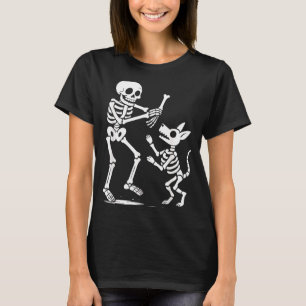 Funny Skeleton Playing With Dog Halloween For Dogs T-Shirt
