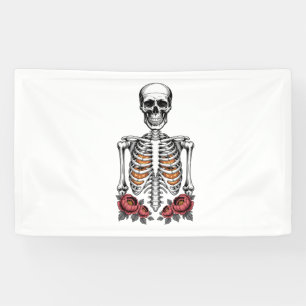 Funny Skeleton Pumpkin Fall Banner