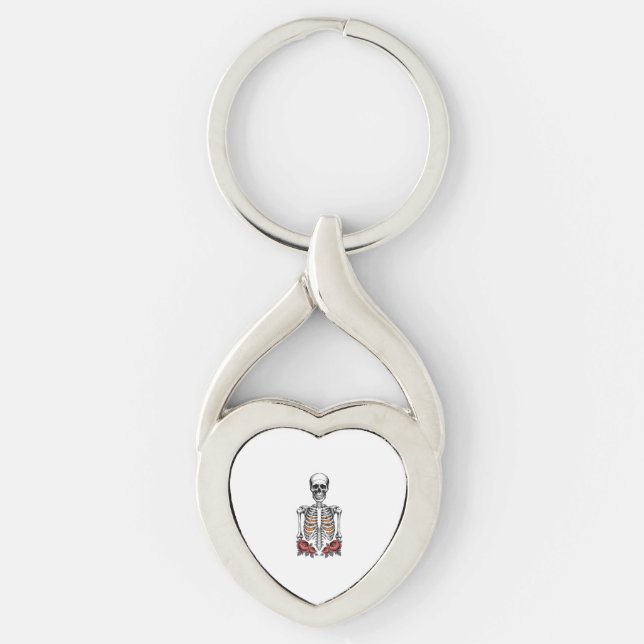 Funny Skeleton Pumpkin Fall Key Ring (Front)
