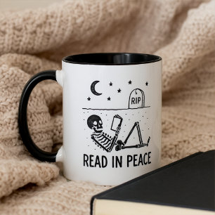 Funny Skeleton Read in Peace for Avid Book Readers Mug