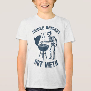 Funny Skeleton Retro Bbq Smoke Brisket Not _1 Tri-Blend Shirt