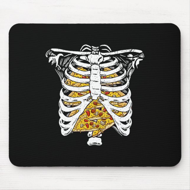 Funny Skeleton Rib Cage With Pizzas Happy Hallowee Mouse Pad (Front)