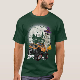 Funny Skeleton Riding Monster Truck Halloween Cost T-Shirt