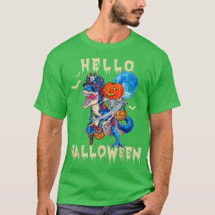 Funny Skeleton Riding Mummy Dinosaur T re Pumpkin  T-Shirt