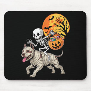 Funny Skeleton Riding Mummy Pitbull Dog Women Men Mouse Pad