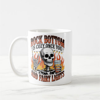 Funny Skeleton: Rock Bottom Sarcastic Graphic Coffee Mug