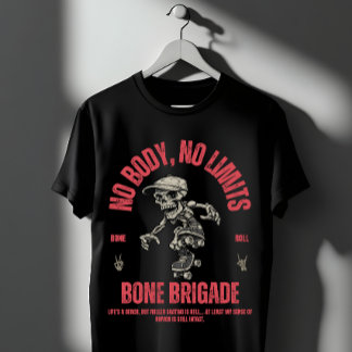 Funny Skeleton Roller Skating Bone Brigade  T-Shirt