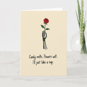 Funny Skeleton Rose Nap Card