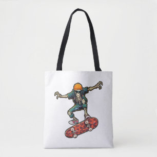 Funny Skeleton Skateboard vintage Skateboarding  Tote Bag