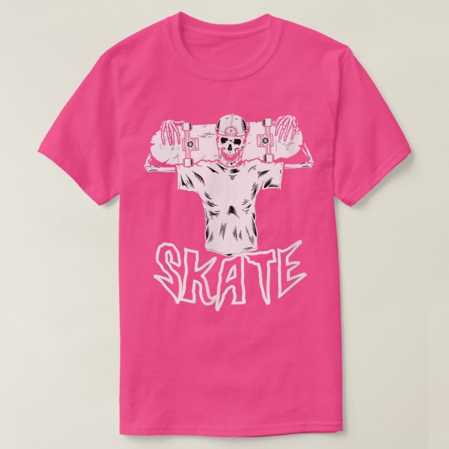 Funny Skeleton Skater SKATEBOARD  T-Shirt (Design Front)