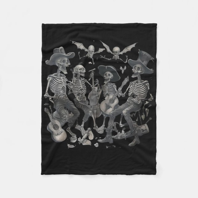 Funny Skeleton Skull Dancing Singing Rock Music Nd Fleece Blanket (Front)