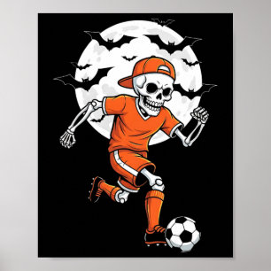 Funny Skeleton Soccer Halloween Costume Boys Kids  Poster