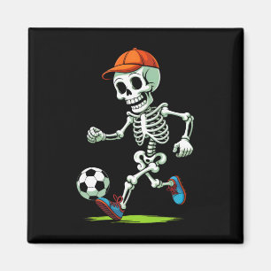 Funny Skeleton Soccer Halloween Costume Men Boys T Magnet