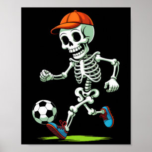 Funny Skeleton Soccer Halloween Costume Men Boys T Poster
