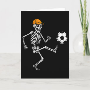 Funny Skeleton Soccer Ll Halloween Costume Card