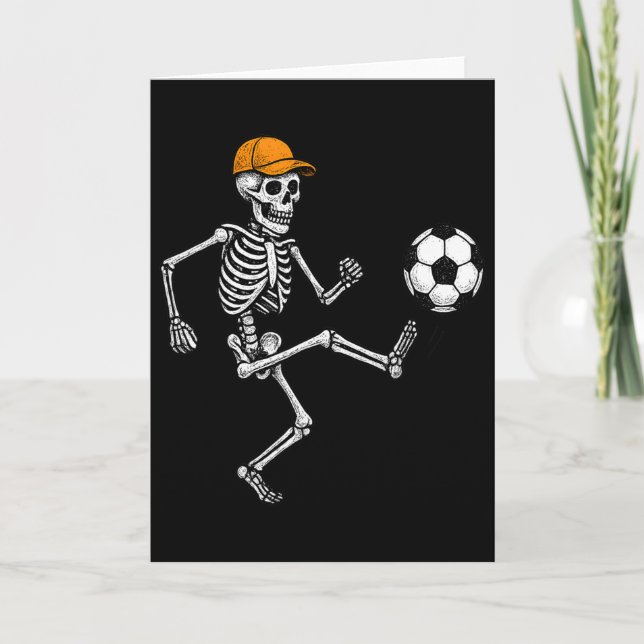 Funny Skeleton Soccer Ll Halloween Costume  Card (Front)