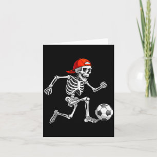 Funny Skeleton Soccer Men Boys Kids Halloween Cost Card