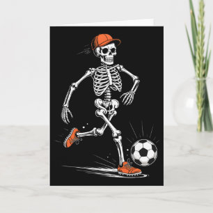 Funny Skeleton Soccer Men Boys Kids Halloween Cost Card