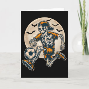 Funny Skeleton Soccer Men Boys Kids Halloween Cost Card