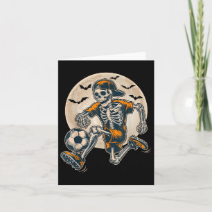 Funny Skeleton Soccer Men Boys Kids Halloween Cost Card
