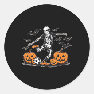 Funny Skeleton Soccer Men Boys Kids Halloween Cost Classic Round Sticker